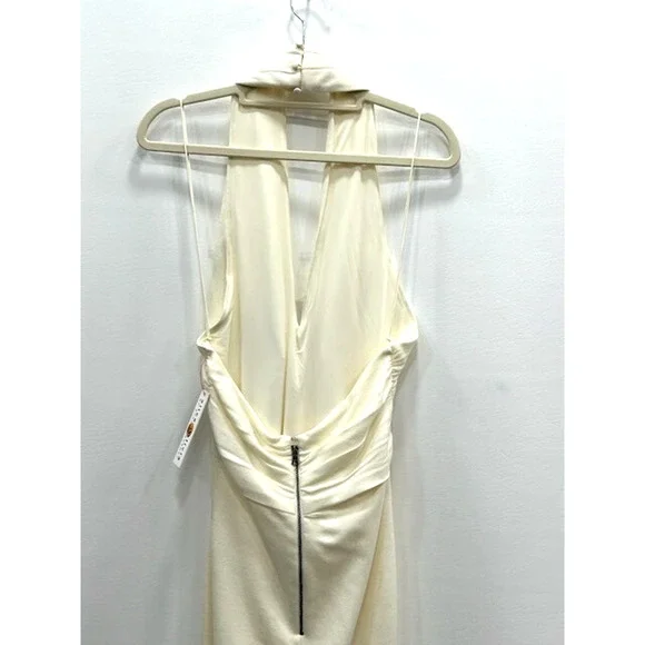 NWT Alice + Olivia Women's Suellen Twist Neck Halter Midi Dress Ecru‎ Size 6 - Picture 7 of 15